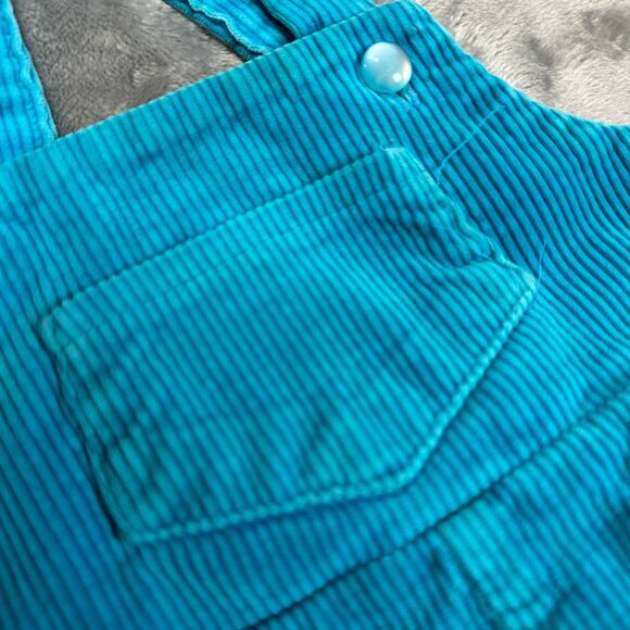 Vintage Two Rabbits Teal Corduroy Overalls Romber Baby Girl 12 Months - Picture 4 of 10